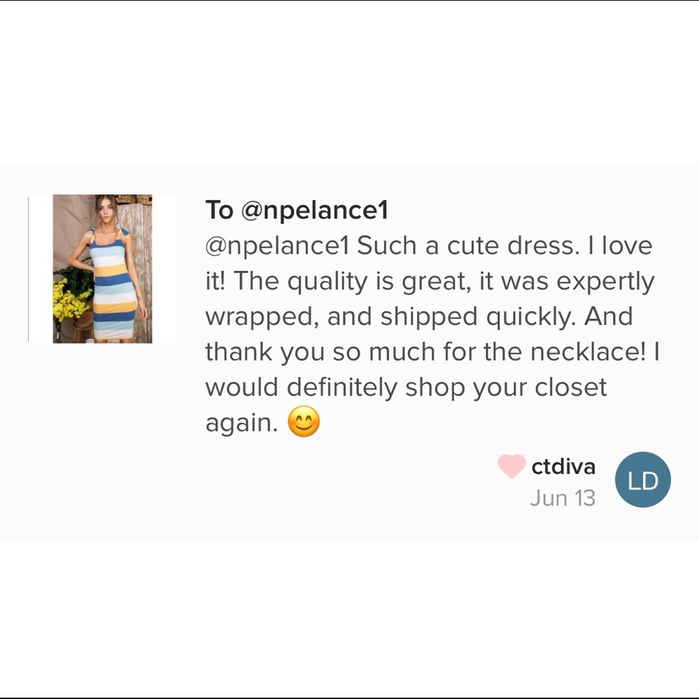 Blue Tie Shoulder Multi Color Stripe Dress - Picture 6 of 7